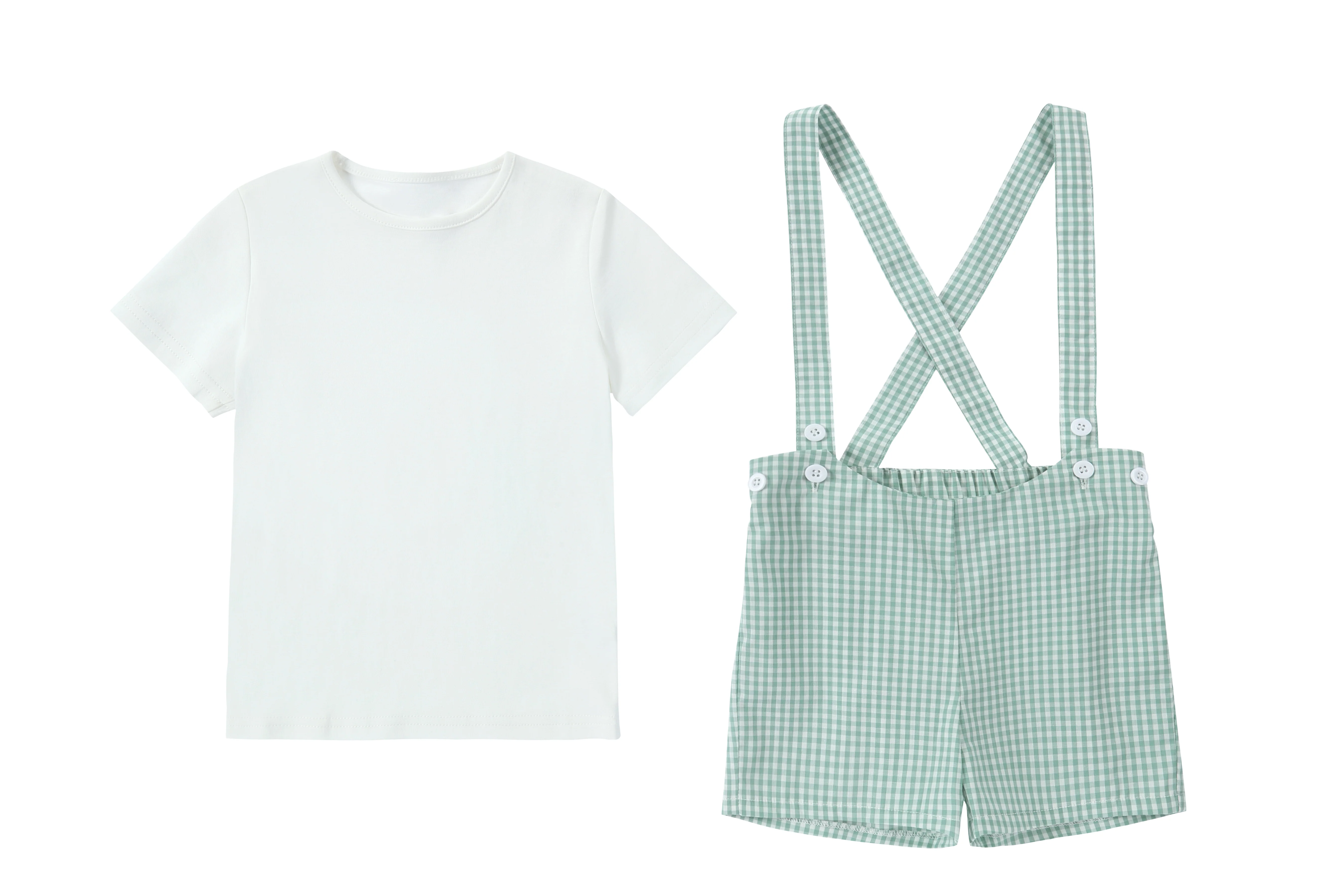 Baby Gingham dungaree - Sage Collection