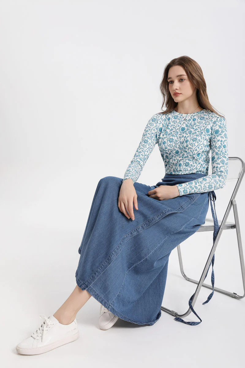 Denim Wrap Skirt - Image 3