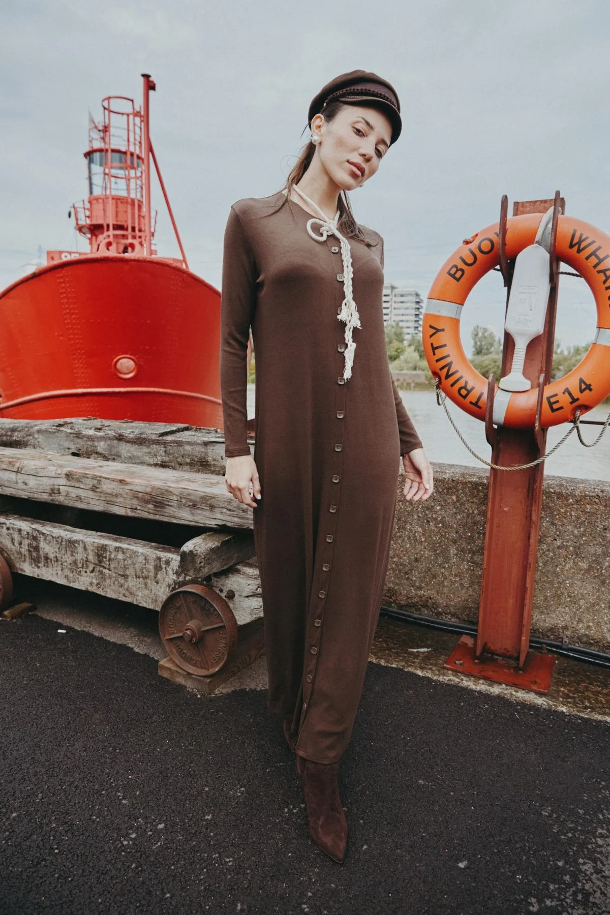 Ribbed Button Maxi Charcoal - Image 4