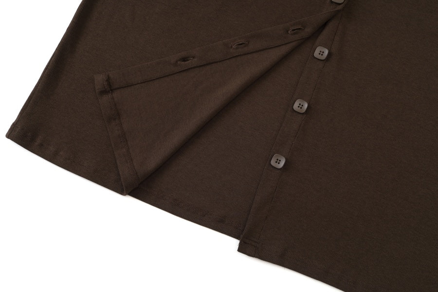 Ribbed Button Maxi Brown - Image 5
