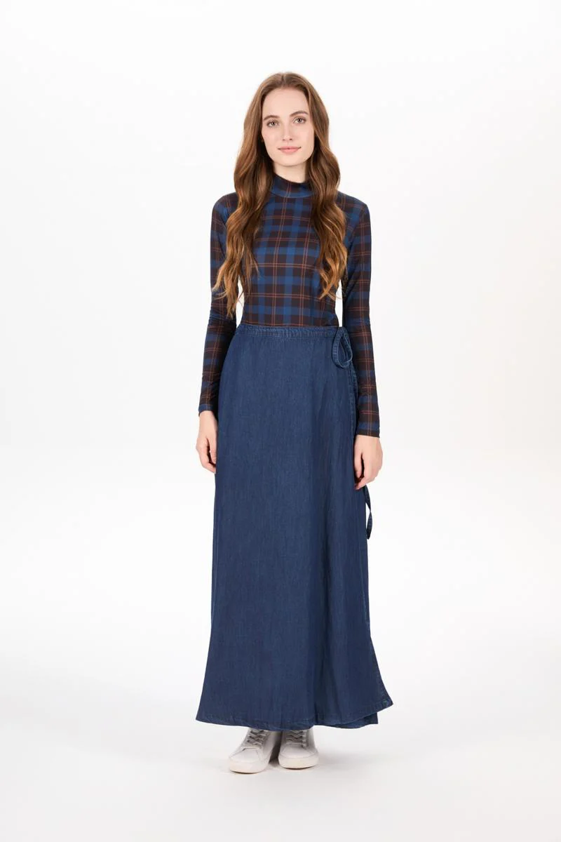 Wrap Denim Skirt Blue Denim - Image 2