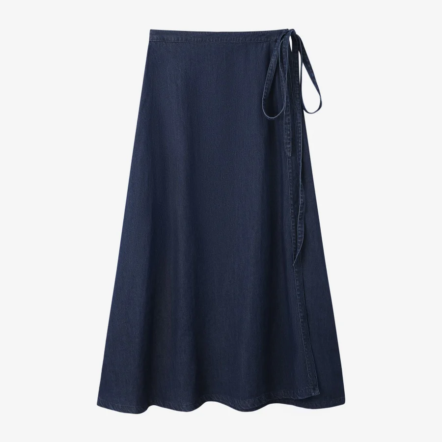 Wrap Denim Skirt Blue Denim - Image 4